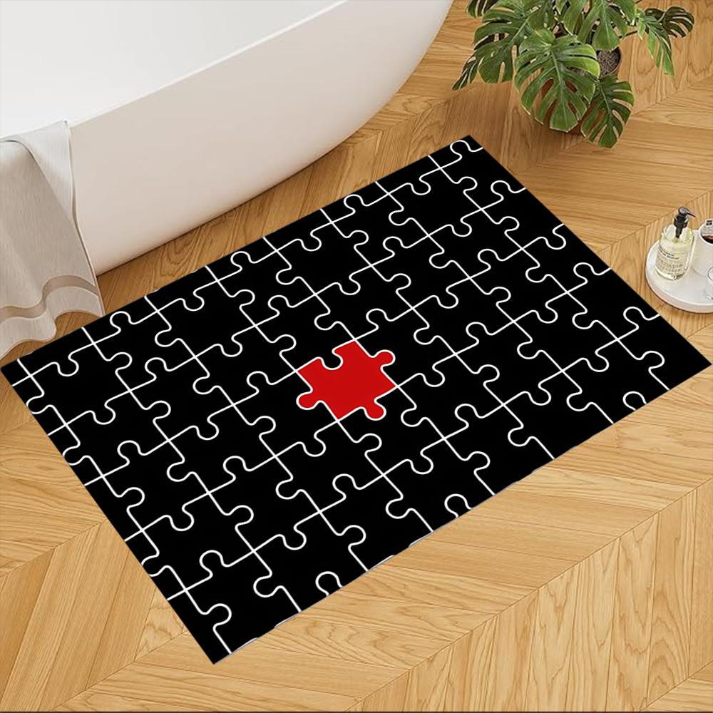 Colorful Puzzle Pattern Background Non-Slip Home Carpet Design for Office Decor Living Room Bedroom Gift