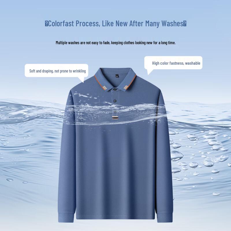 SHANSHAN Men's Business Casual Long-Sleeve Polo T-shirt