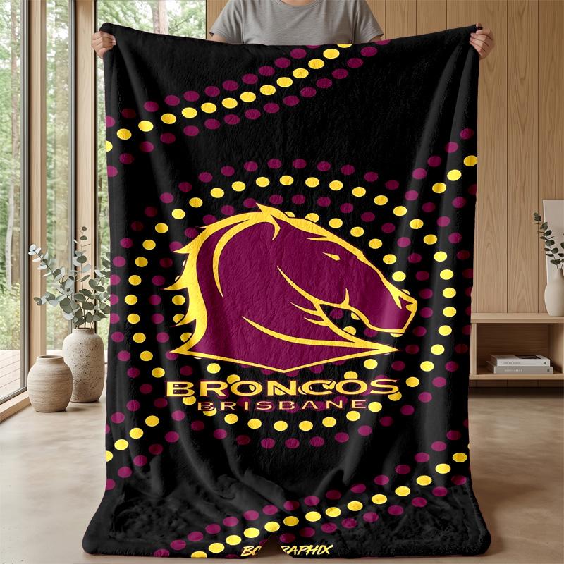 Coperta in Pile Flanella Brisbane Broncos Coperta Calda e Accogliente per Divano Letto Viaggio Uso Stagionale