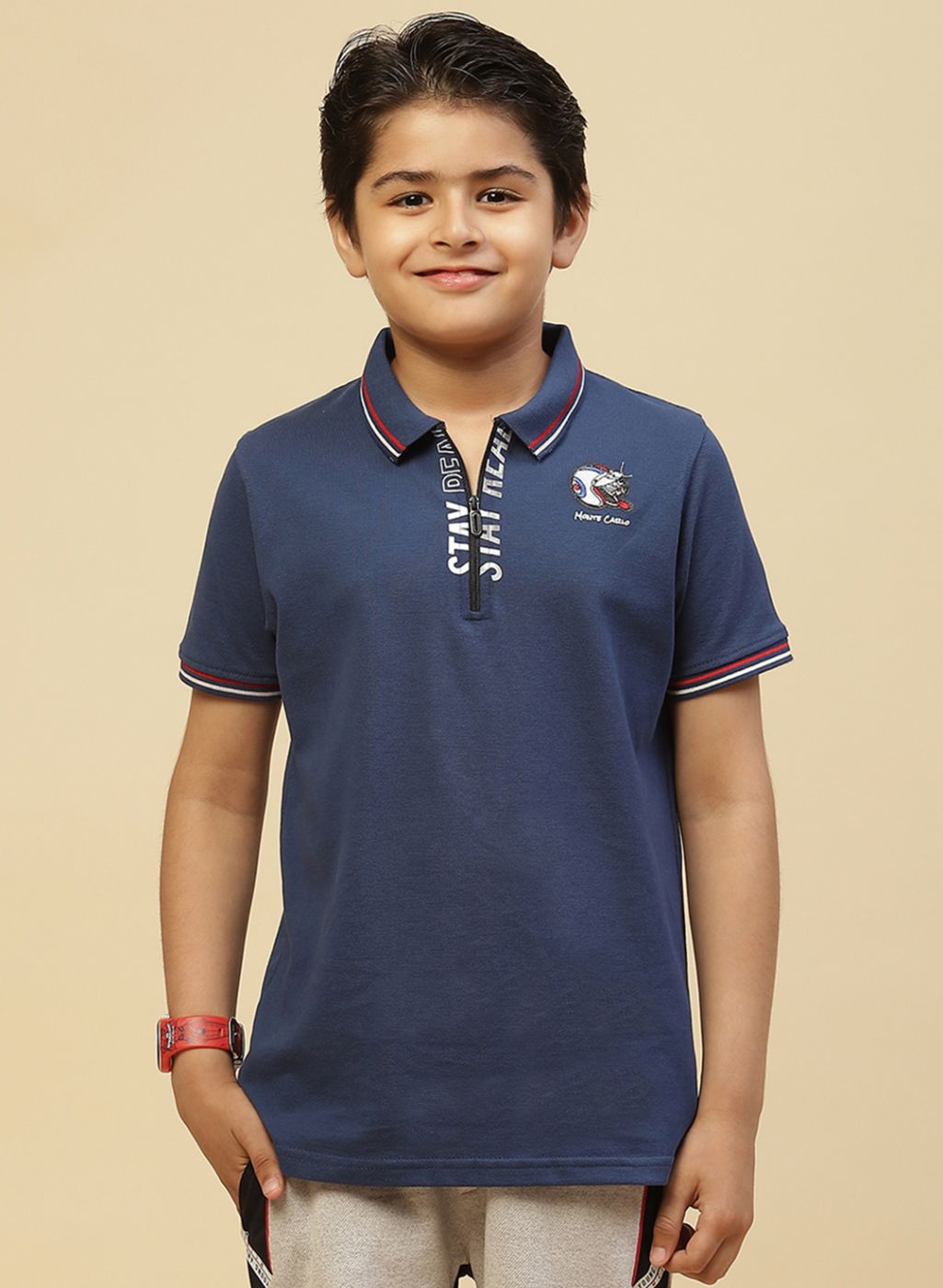 Monte Carlo Boy Regular Fit Blue Tshirt 5-6 Years