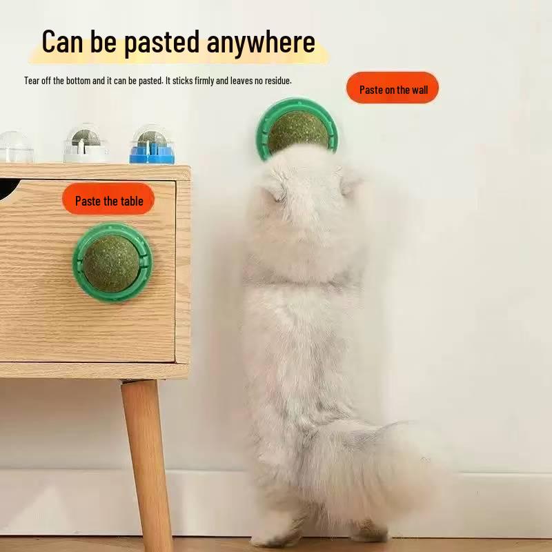 Rotatable Self-Adhesive Catnip Ball Toy: Anti-Lost Chew & Grind Cat Grass Stick