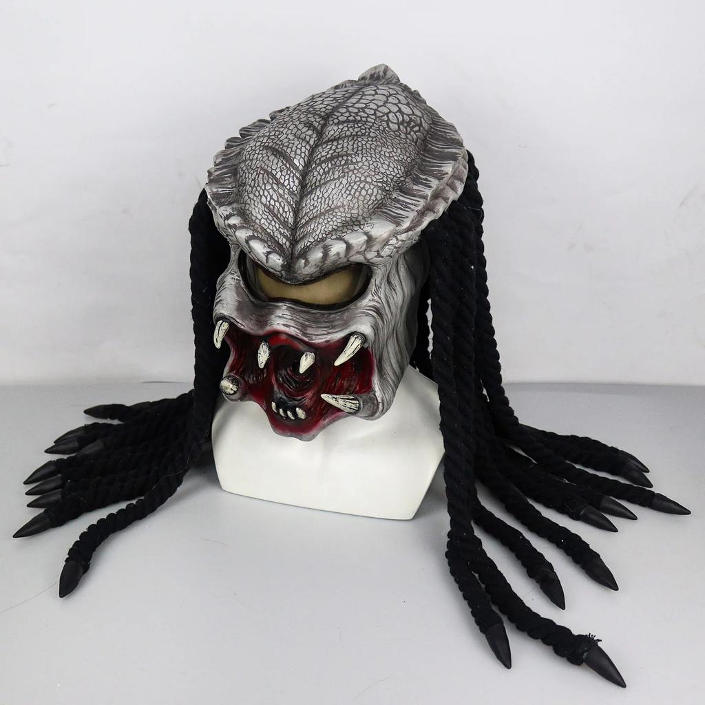 3D Sofia's Predator Halloween Headgear Face Mask Alien Terror Fancy Dress Party Props Cosplay Latex Mask Motorcycle Adult