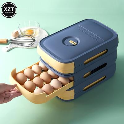 Stapelbarer Eierhalter, Aufbewahrungsbox, Schublade, automatischer Roll-Kühlschrank, Eier-Organizer, platzsparender Behälter, Küchen-Organizer