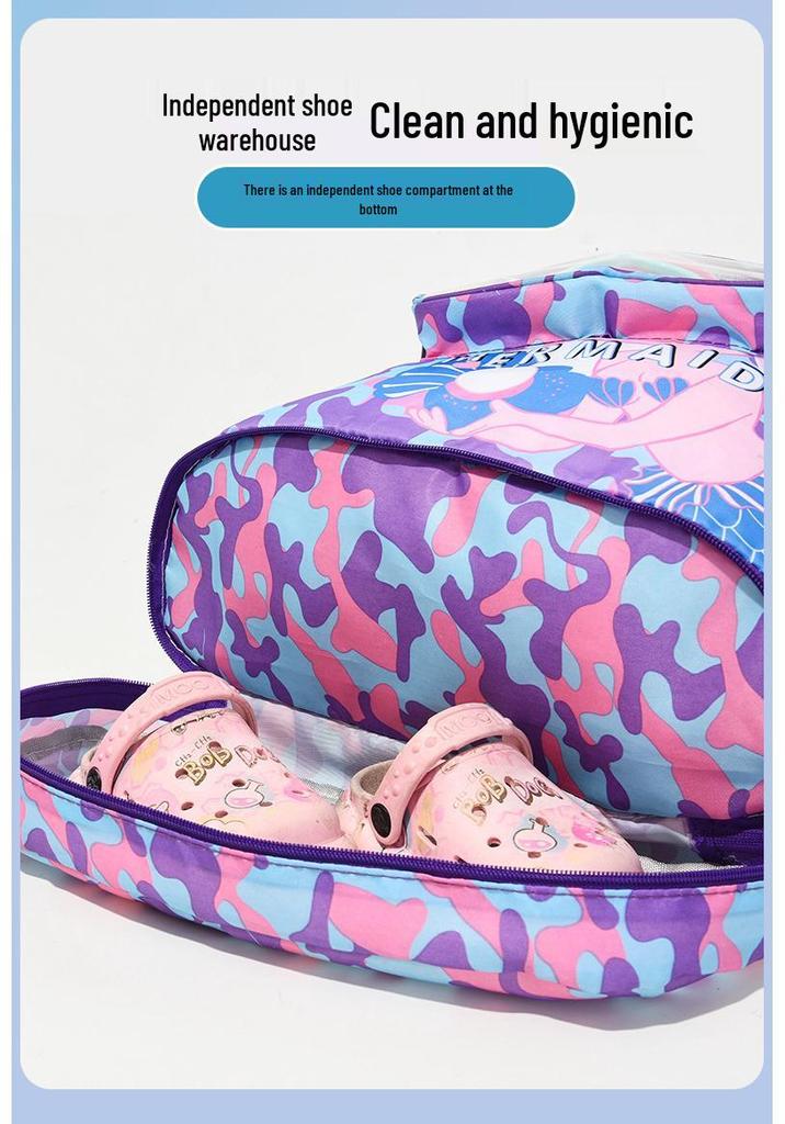 Children's Waterproof Swim Bag - Wet/Dry Separation, Cartoon Design, Outdoor Portable Beach Backpack