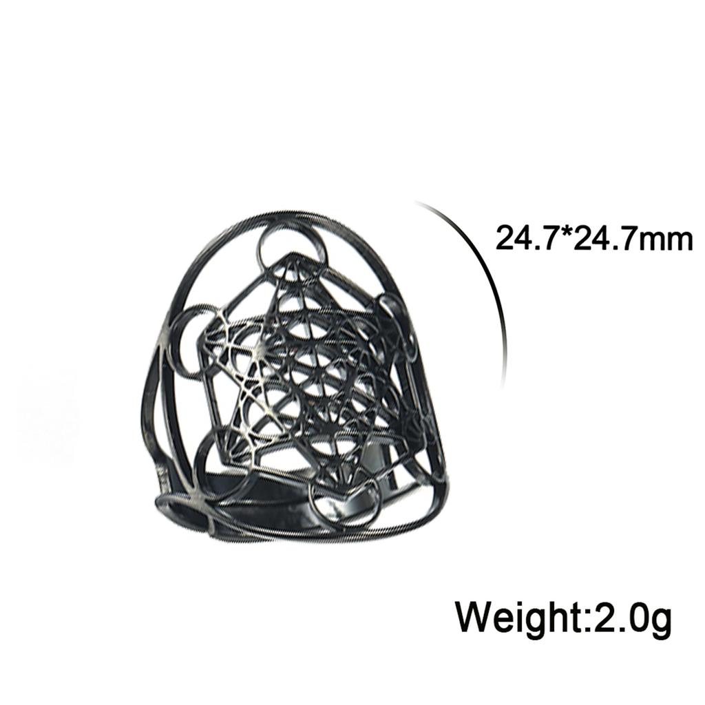 Flower of Life Ring Stainless Steel Sacred Geometry Archangel Metatron Ring Adjustable Amulet Jewelry Gift Wholesale