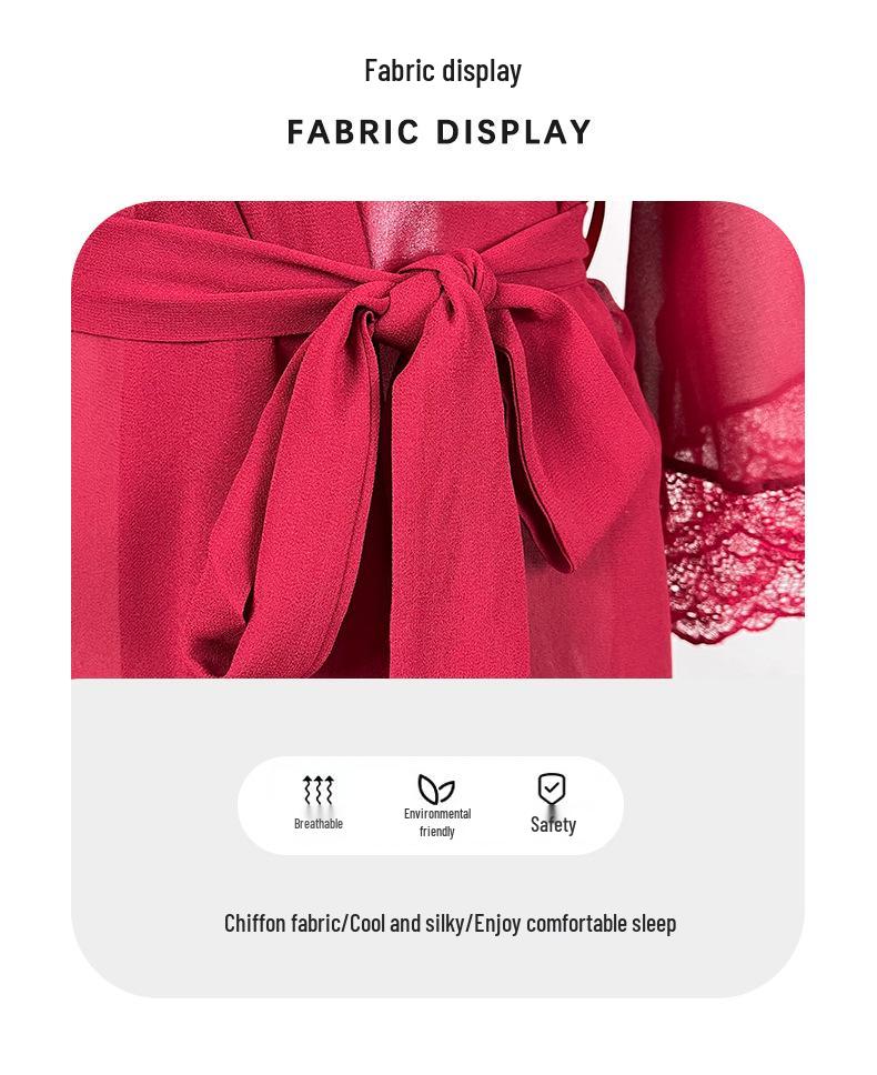 Sexy Chiffon Lace Nightgown - Sheer Temptation Robe for Women