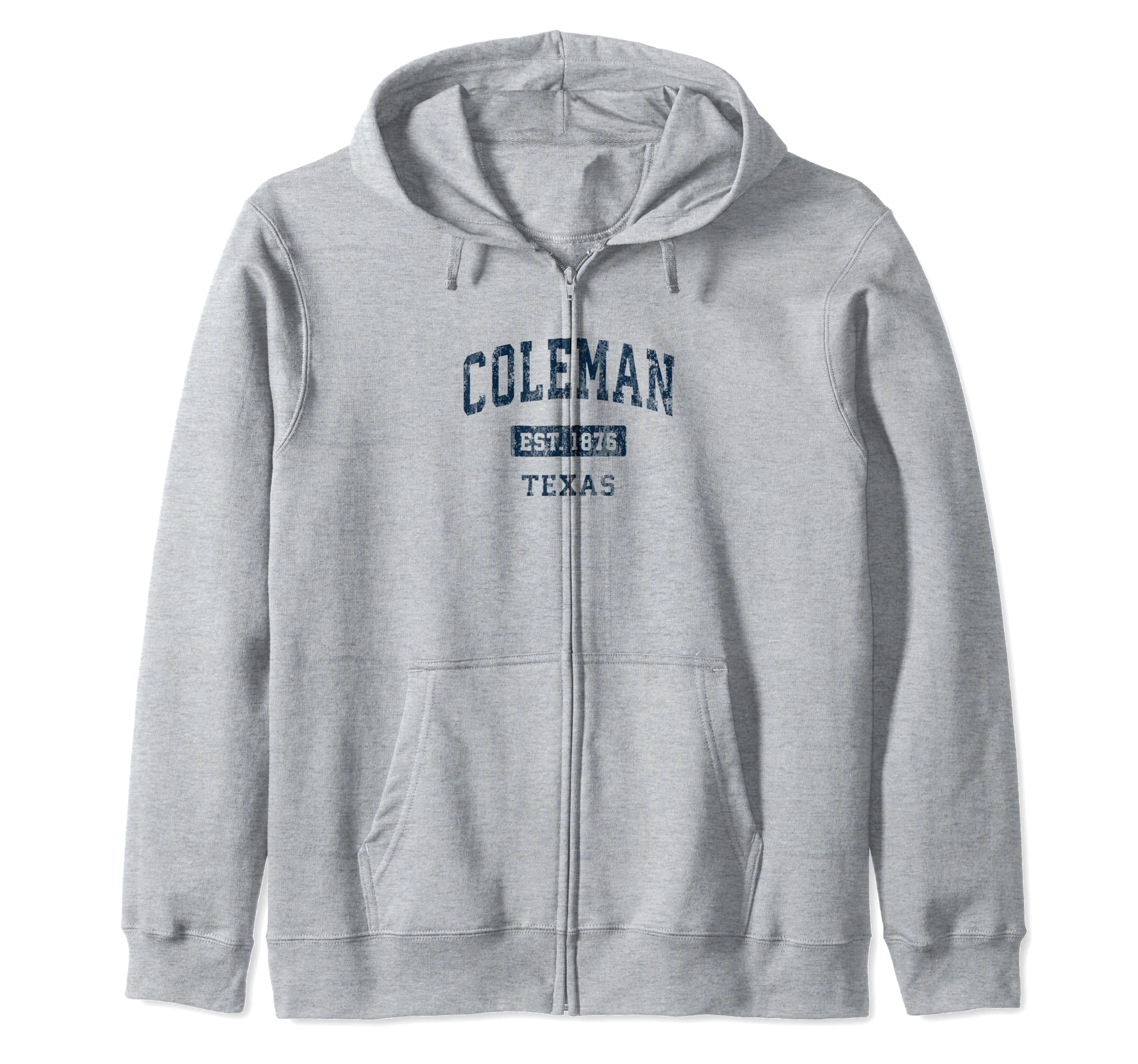 

Coleman Texas TX Vintage Sports Establishment Navy Design Zip Hoodie