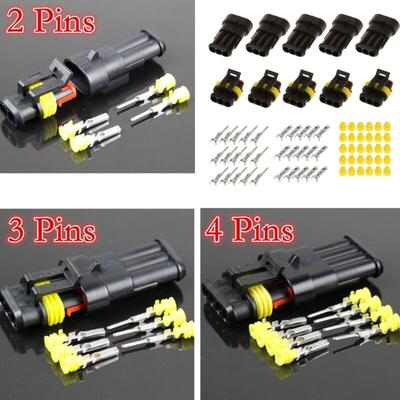 2 3 4 Pin Waterproof Electrical Wire Connector Car Truck Terminal Plug 15 Sets