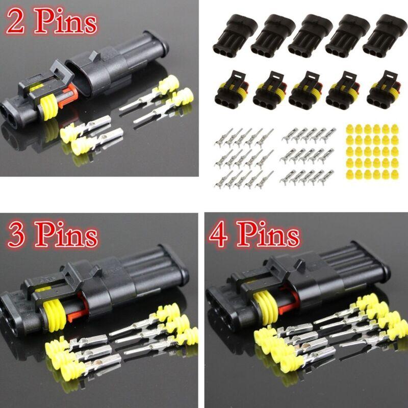 

2 3 4 Pin Waterproof Electrical Wire Connector Car Truck Terminal Plug 15 Sets