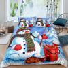 Kids Cartoon Snowman King Queen Duvet Cover Winter Quilt Cover White Snowflake Christmas Bedding Set Polyester Comforter Cover