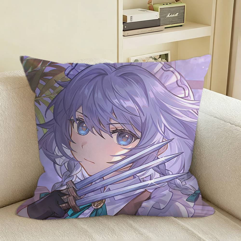 SakuyaS IIzayoi TTouhou Square Sofa Pillow Cover Solid Color Living Room Home Decor Cushion Case