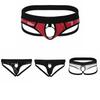Herren-Dessous, Kunstleder, aushöhlen, Jockstrap, niedriger Bund, Bikini, Tanga, Unterwäsche mit Metall-O-Ring