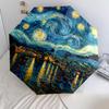 Starry Sky Oil Painting Pattern, Automatic Folding Umbrella, Portable and Foldable Design, 8 Ribs, a Christmas or Birthday Gift.