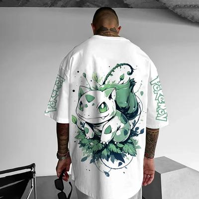 2026 Pokémon Japanese Anime Peripheral Mimikyu Bulbasaur Short Sleeve T-Shirt Pokémon Summer Men's Fashion Breathable Sports Top Y2K