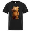 Beautiful Ted Bear drinking beer Foster funny printed man shirt short random sleeves Loose Oversize T Street hip hop shirts