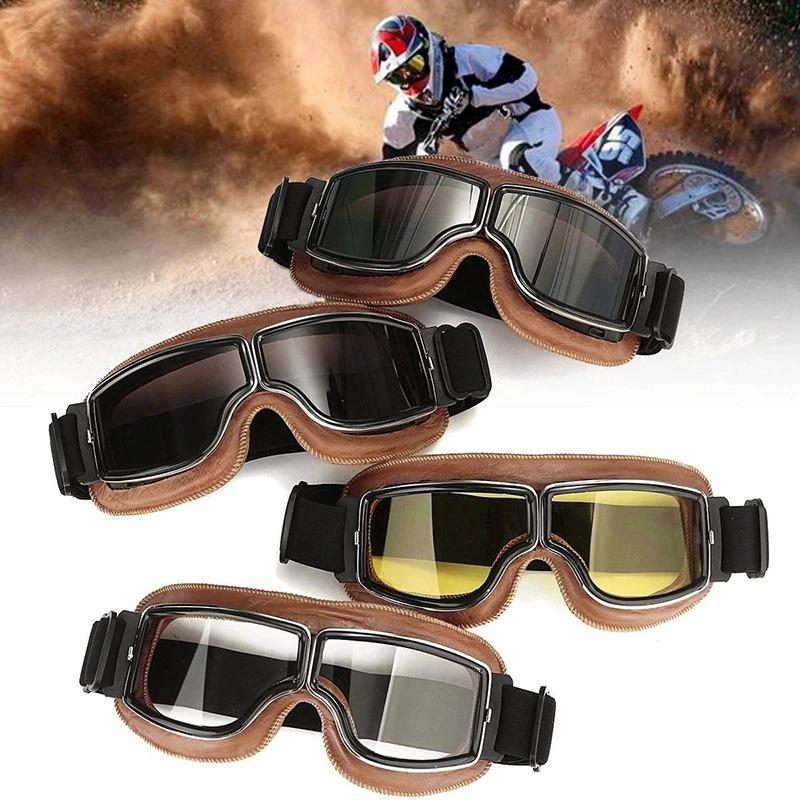 Retro Motorcycle Goggles for Helmet Windproof Dustproof Riding Glasses Women Men Protection Outdoor Cycling Eyeglasses