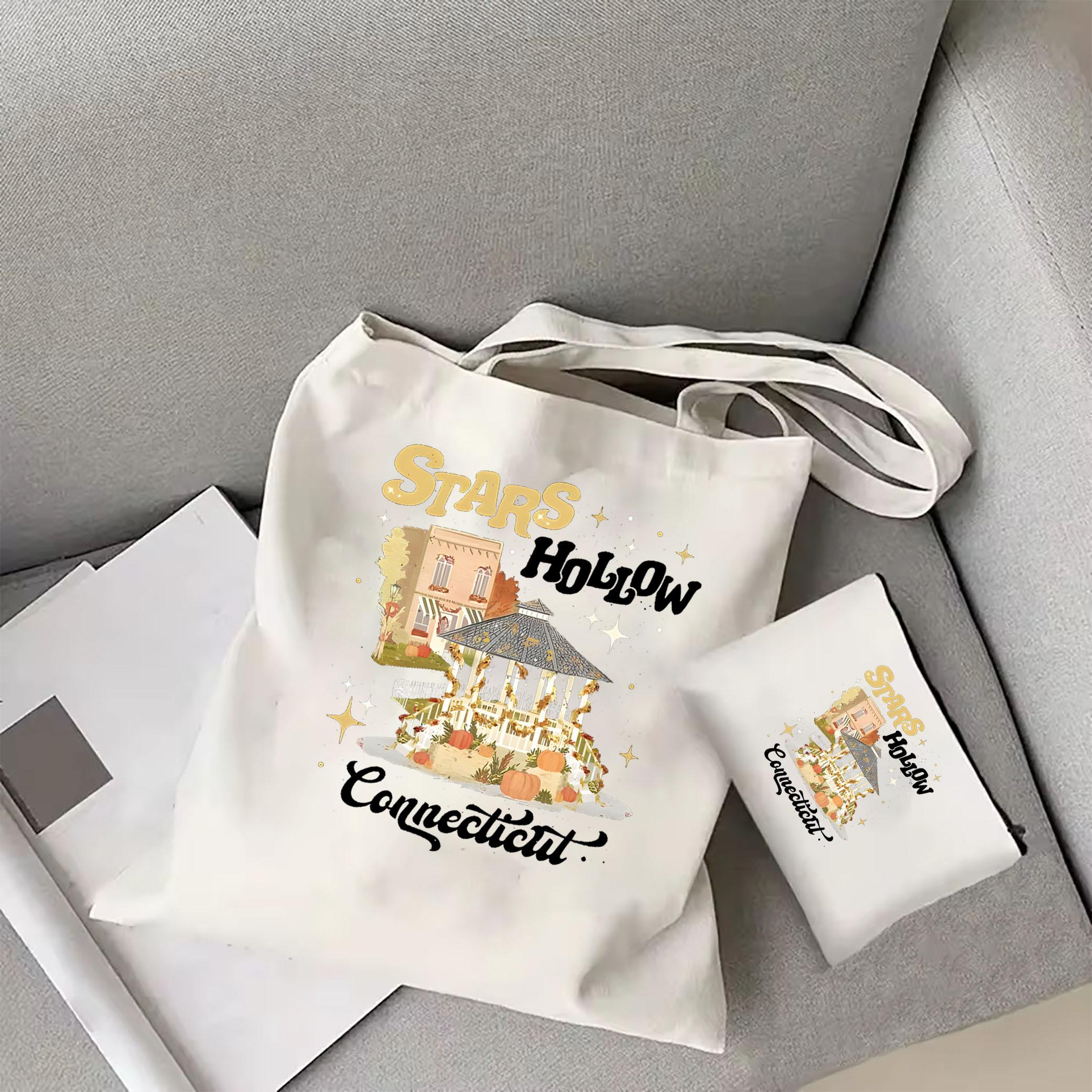 

Сумка-тоут Stars Hollow Fall Vintage Сумка-тоут Gilmore Girls Сумка-тоут Stars Hollow Женская холщовая сумка Gilmore Girls Merch Сумка-тоут Lukes Diner WHITE