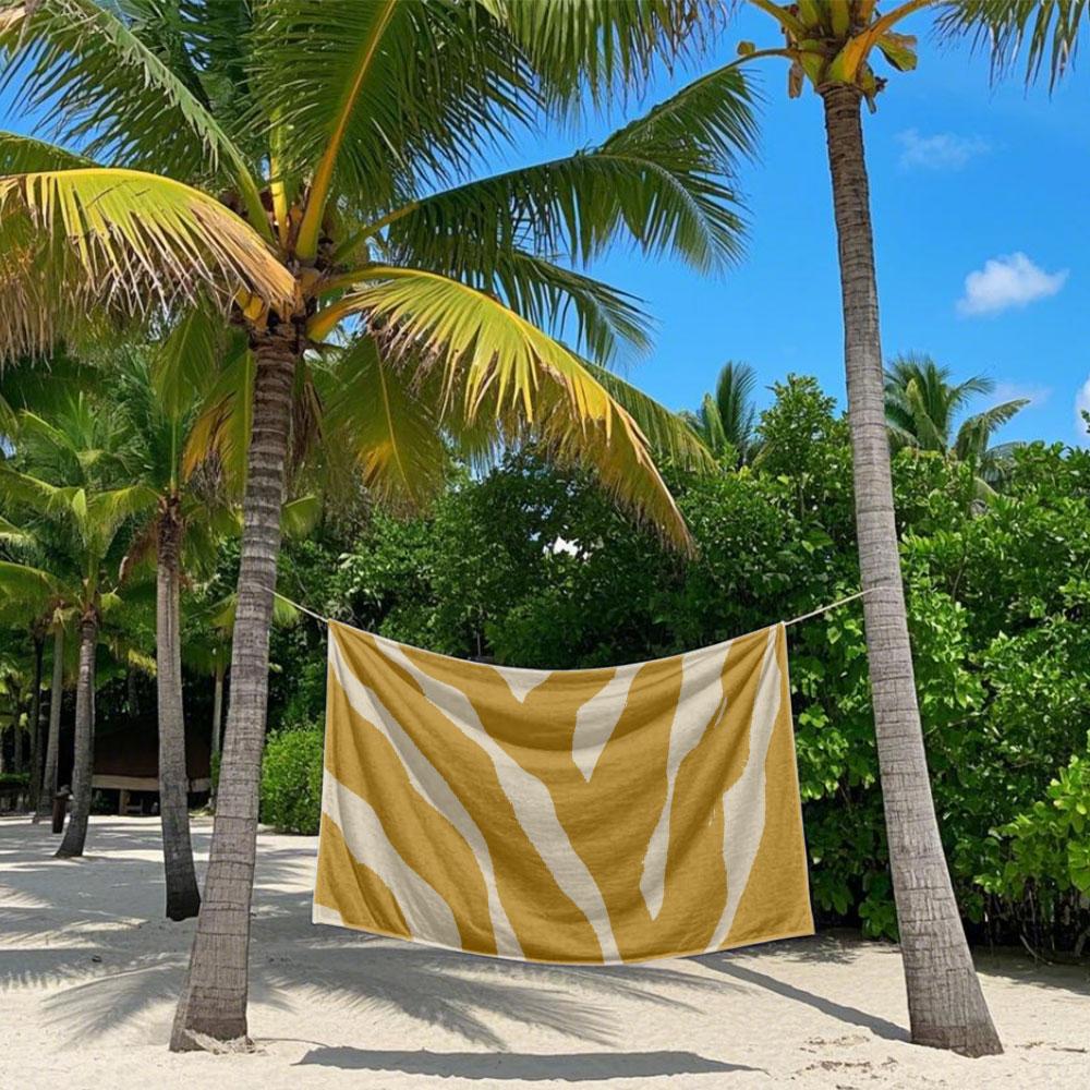 White Patterns On Yellow Quick Drying Bath Towel Microfiber Beach Towel Light Weight Swimming Camping Yoga Beach Out