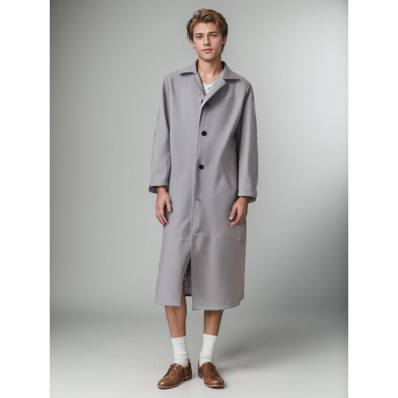 

Осенняя мужская модная куртка God Temperament, однотонная, из искусственной кожи, удлиненная, мужская, пальто XXXL серый