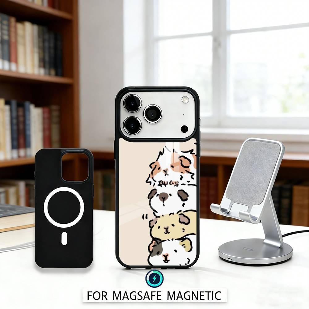 H-Healing Guinea Pig Phone Case For iPhone17,16,15,14,13,12,Pro,Max,Magnetic For Magsafe Wireless Charging