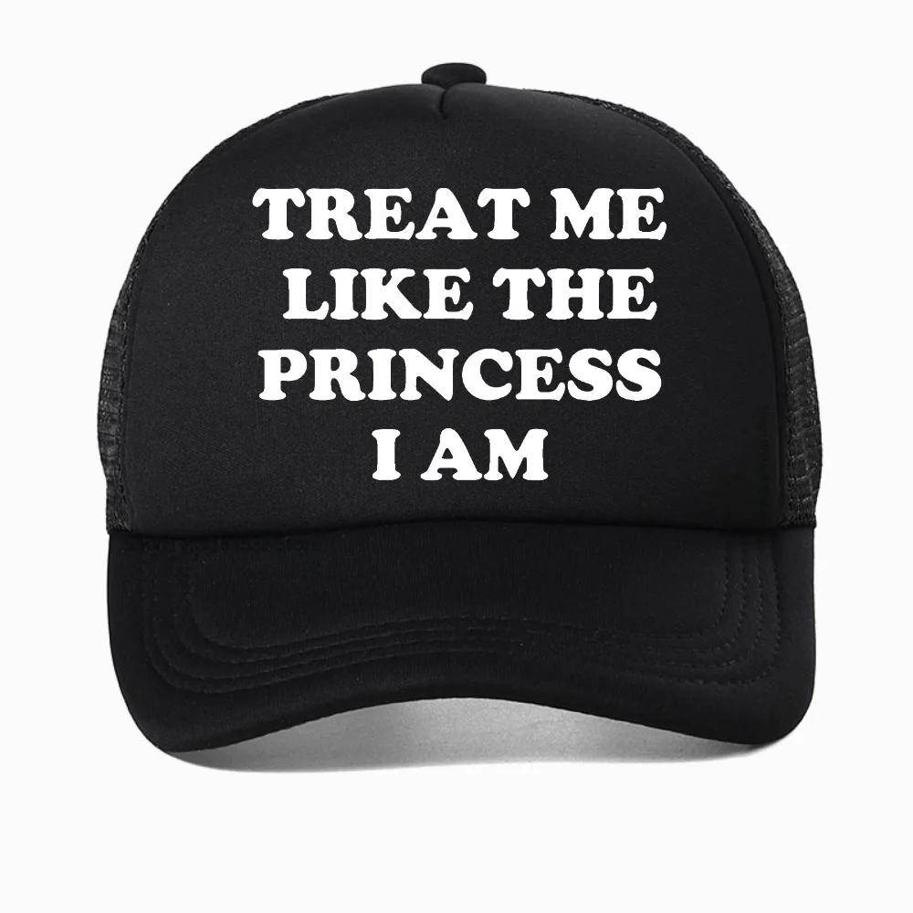 Treat Me Like The Princess I Am Letters Printed Baseball Cap Womens Harajuku 90s Fashion Snapback Hat Summer Adjustable Hats