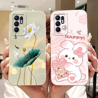 For OPPO Reno6 CPH2235 Elegant Sunflower Tulip Printed Phone Case For Oppo Reno 6 4G Soft Silicone Shockproof Cases