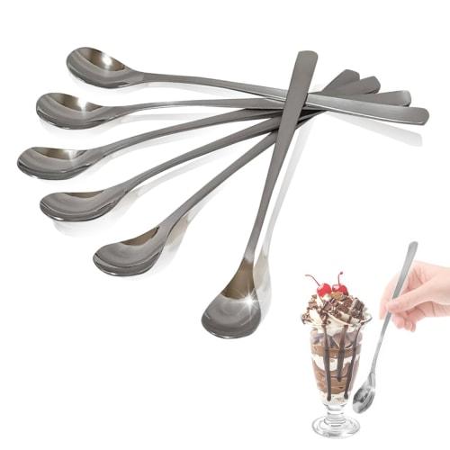 MMmall Parfait Spoons, Cream Soda Spoons, Long Spoons, Made In Japan, Tsubame-Sanjo, Japan, Reliable Quality, Set of 6 (6, Tapered)