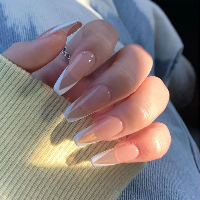 

French Nail Art Wearing Nail Medium and Long Fake Nail Nail Nail Art Nail Film Wearing Nail Film Nail Patch Nail Patch