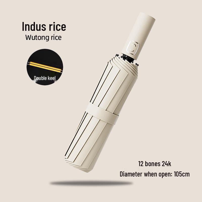24-Bone Automatic Windproof Folding Umbrella for Men, Rain or Shine, with UV Sun Protection