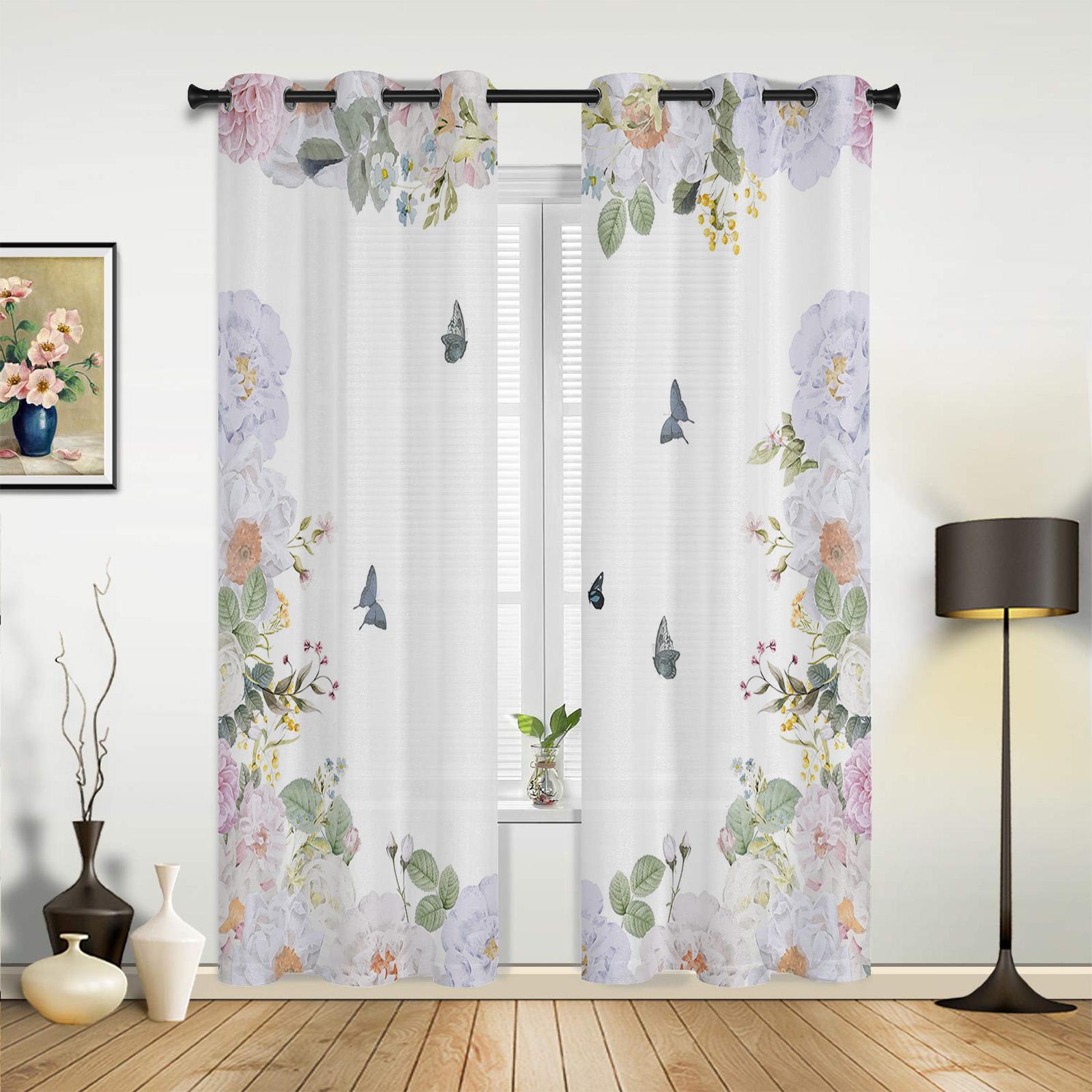 Цветочный узор Растение Темные джунгли Пальма Яркие шторы на окна Живописные шторы — фото 12