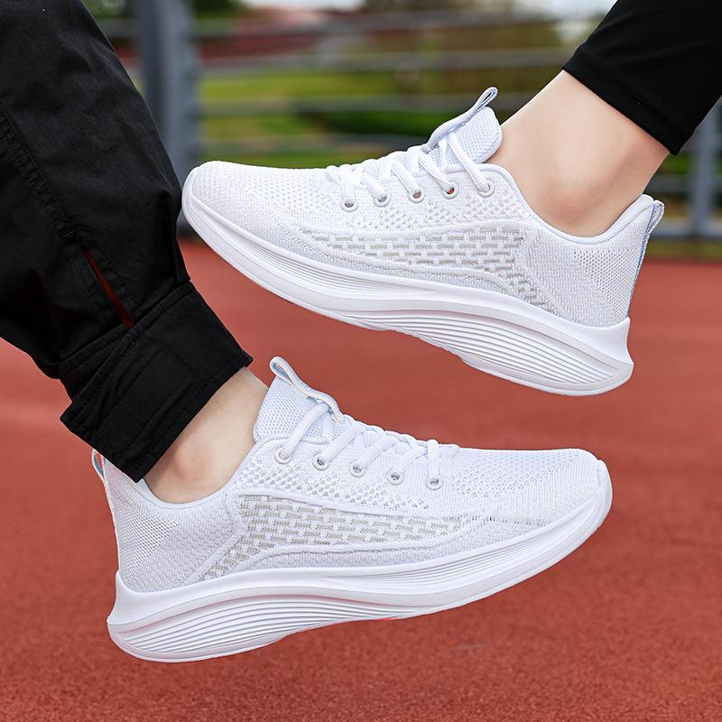 Sneakers men's 2025 new mesh breathable running shoes women's lightweight and comfortable shock absorption and non-slip casual white shoes