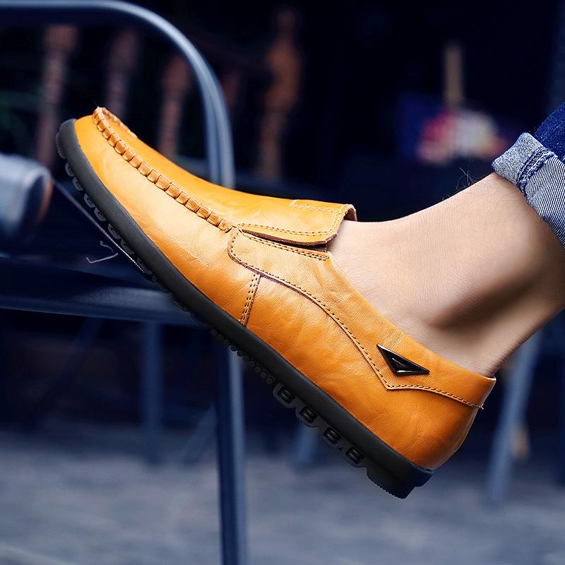 New Large Size Men's Genuine Leather Shoes Casual Leather Men's Shoes Slip on Shoes