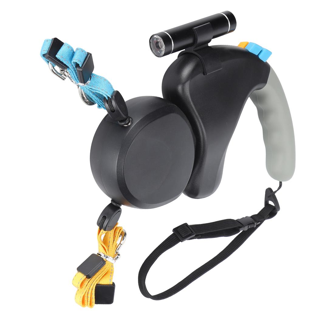 Haustier DoubleHead Zugseil One for Two Traction Dog DoubleEnded Leine mit LED-Licht(Schwarz )