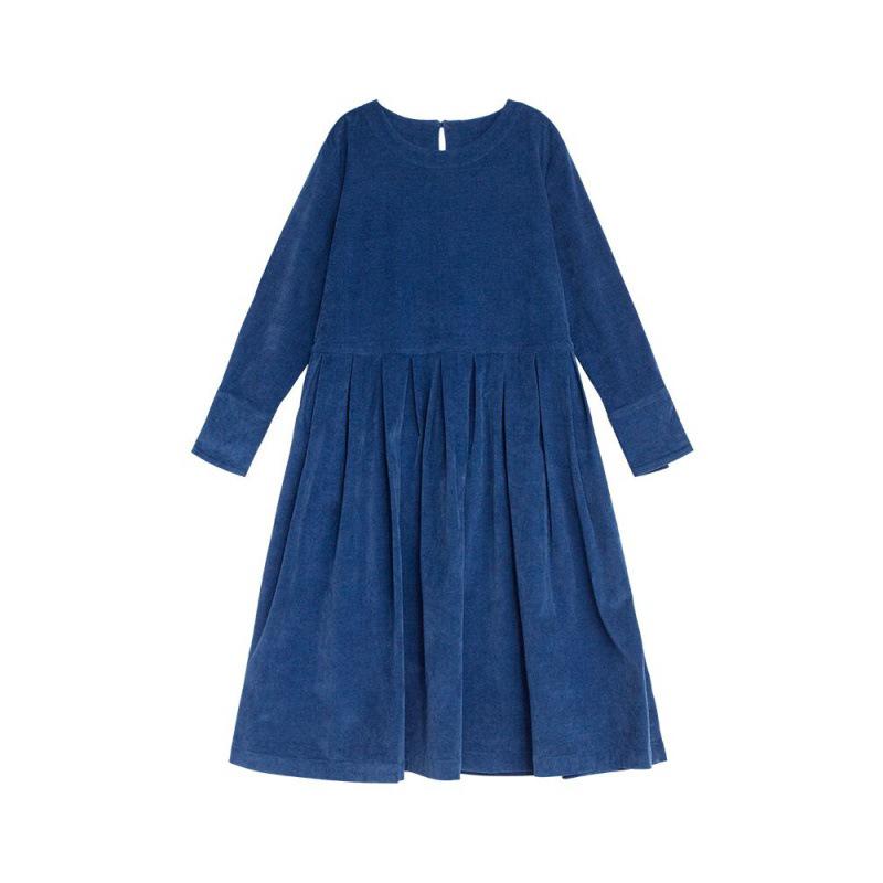 Autumn 2021 Japanese-Korean Corduroy Literary Dress - Women's Long-Sleeve Midi Skirt