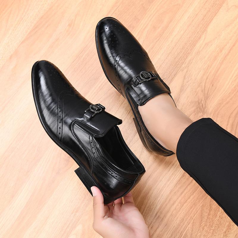 Spring and autumn new Brock glove shoes men's business retro one-pedal lazy shoes casual leather shoes men's formal wear