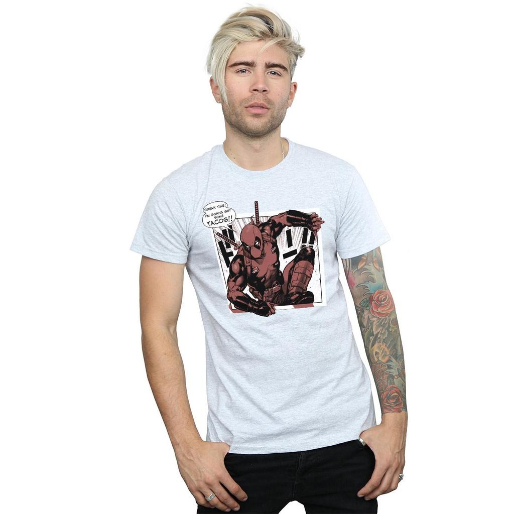 Marvel Mens Deadpool Breaktime Tacos T-Shirt