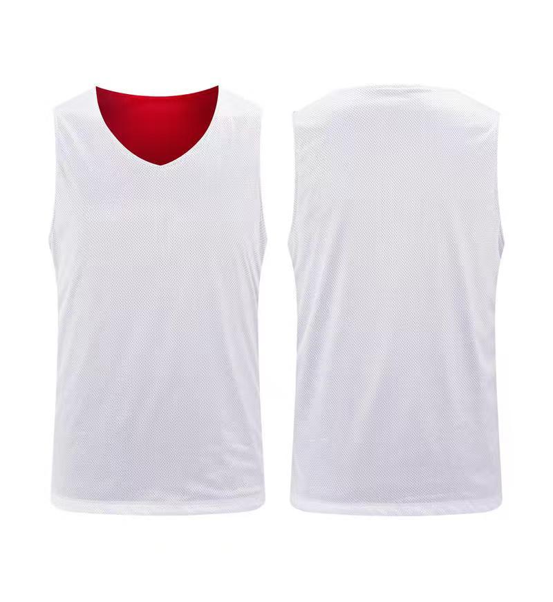 

Двусторонний баскетбольный комплект формы - Тренировочная и командная майка для студента колледжа, дышащий дизайн. 140 белый/красный