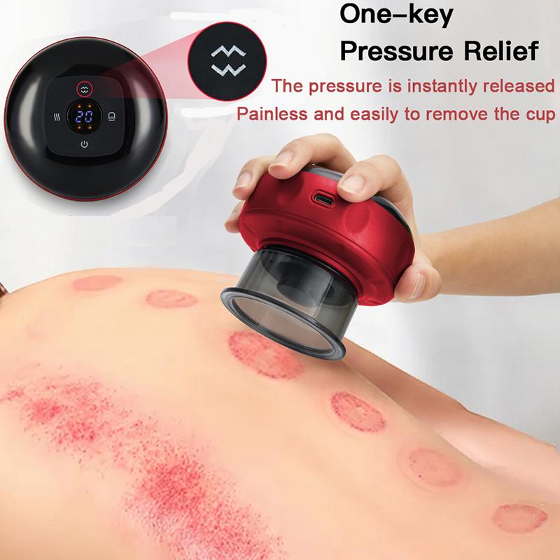 Smart 6/12 Gänge Vakuum Schröpfmassage Elektrische Heizung Körper Gua Sha Schaben Massagegerät Saugnapfgerät für Nacken Rücken Schlankheitskur