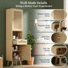 Tall Freestanding Bathroom Cabinet, Rattan Doors, Reversible Left-Right, Drawer, Magnetic Closure, Soft-Close Hinges, 40×30×166 cm, Natural Wood Color