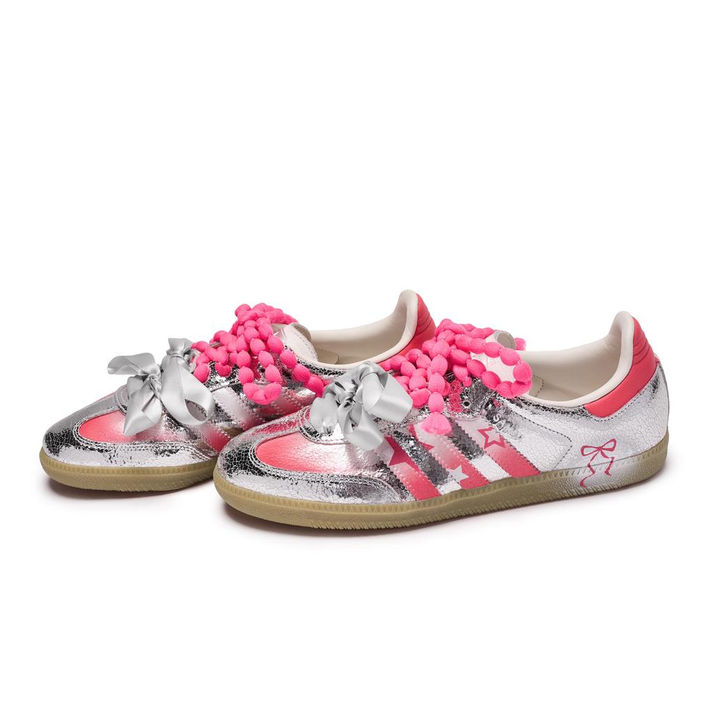 Adidas Originals SAMBA OG Skateboard Shoes Women's Low Top White/Pink/Silver JR0035(Team80-S-BOX)