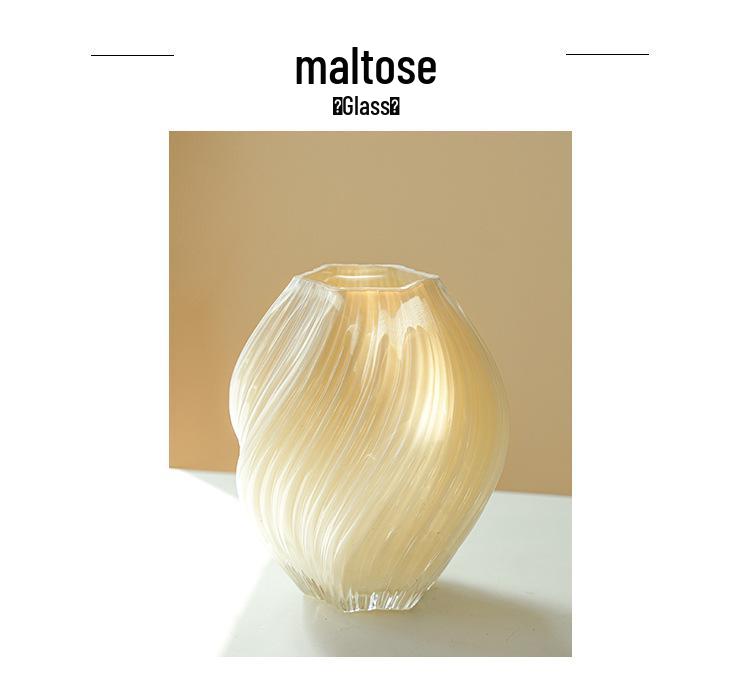 Cream-Colored Twisted Spiral Glass Vase for Hydroponic Floral Decor