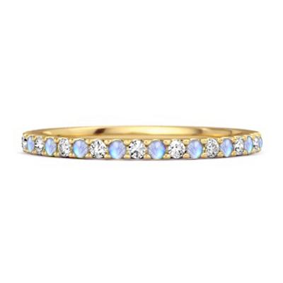 Anel Aliança Eterna Pedra da Lua - Prata de Lei 925 Vermeil Ouro