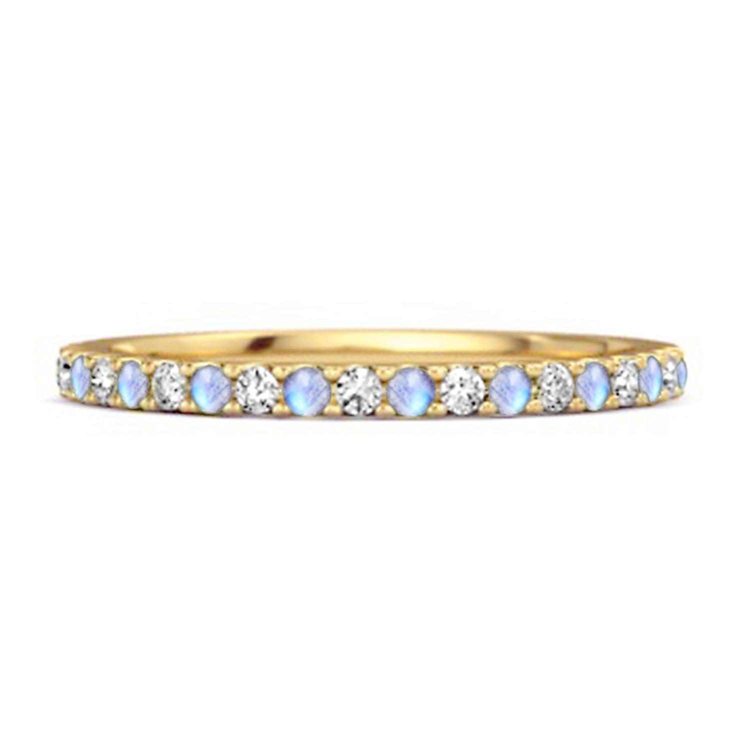 

Moonstone Eternity Band Ring - 925 Sterling Silver Gold Vermeil 9 золотий/жовтий
