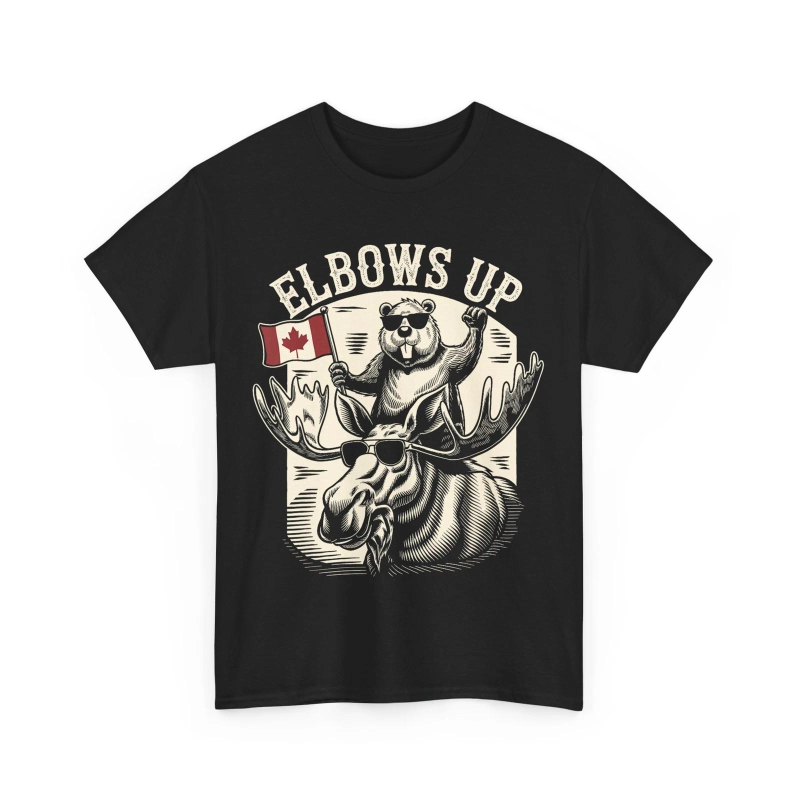 

Elbows Up T shirt, Canada Beaver And Moose Canadian Women Men Proud Shirt L