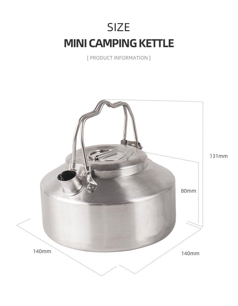 CLS 1L Ultra-Light Outdoor Camping Kettle - 304 Stainless Steel Mini Teapot/Coffee Pot