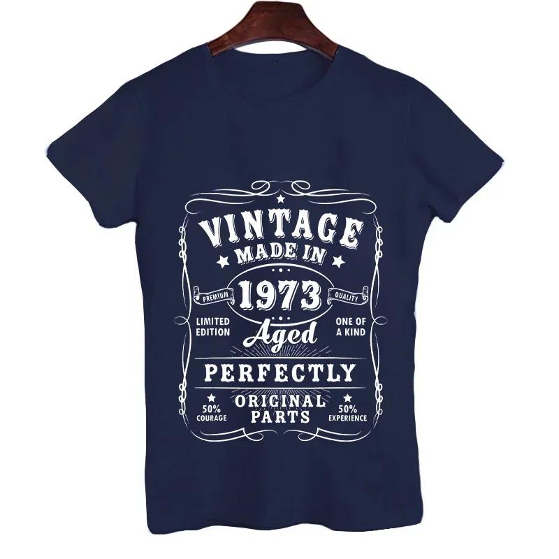 1973 50th Birthday Tshirts T-shirt Vintage 1973 Men Short Sleeve Tops Street 1973 T Shirt for Men T Shirt Oversize Tee Shirt Man