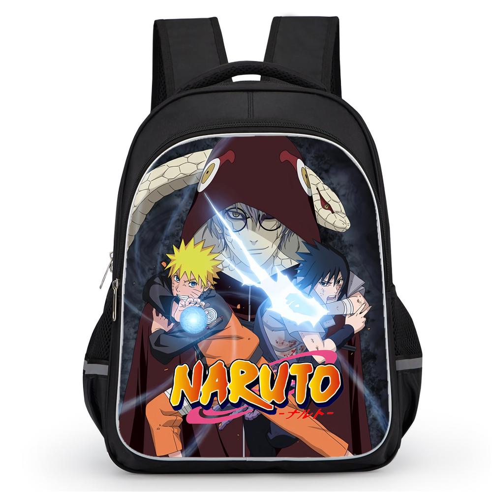 NARUTO Anime Student Backpack Mochila, Dual Zipper Pockets, Durable Lightweight 16-inch Kids Backpack for Boys & Girls Ages 5-10