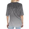 Shirts For Women Trendy Round Neck Button T Shirts Printed  Blouse Half Sleeve Tops For Women