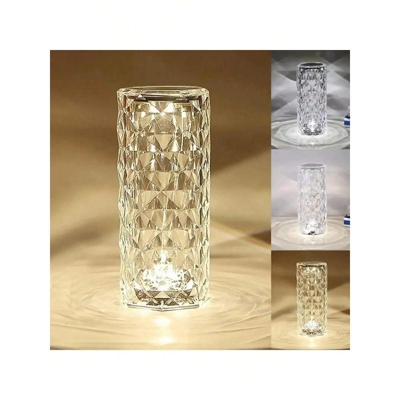 LED Rose Lamp Crystal Table Lamp 3/16 Colors Touch/Remote Diamond  Romantic Christmas USB Party Night Light Projector Light