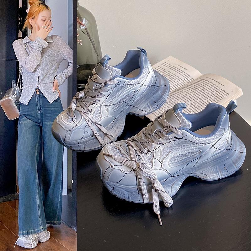 Big head dad shoes women's new fashion heightening breathable color matching old casual sports shoes women